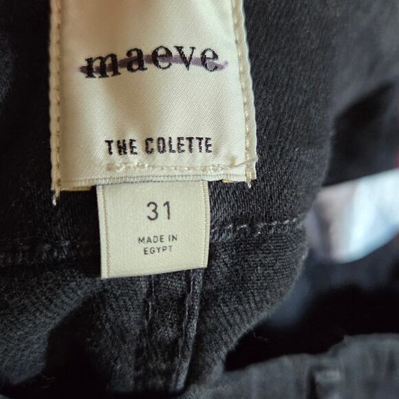 Maeve By Anthropologie The Colette Denim Cropped Wide Leg Jeans Black Sz 31 - Picture 7 of 7